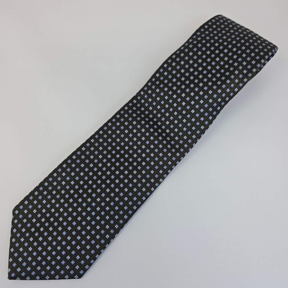 Brooks Brothers Makers‎ Tie Men OS Green Blue Geometric Basketweave Silk Necktie